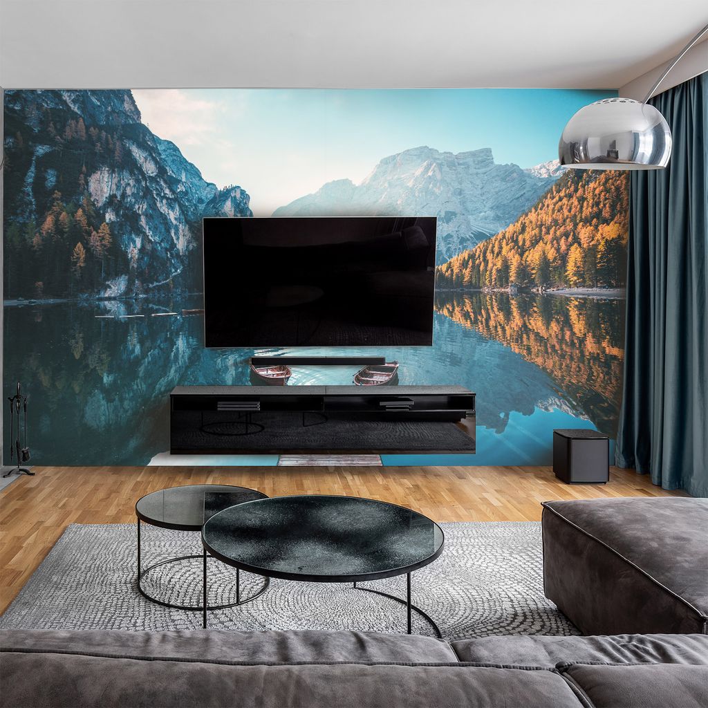 dedeco Wohnzimmerrückwand TV-Wand Wandpaneel Wohnrückwand Rückwand Tapetenersatz, Motiv: Berg V4, 300x150x0,3cm, Nano-Protect: matt, wasserfest,...