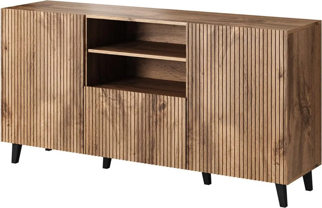 Buffet 150 cm effet bois naturel avec 2 portes et 1 tiroir série Come