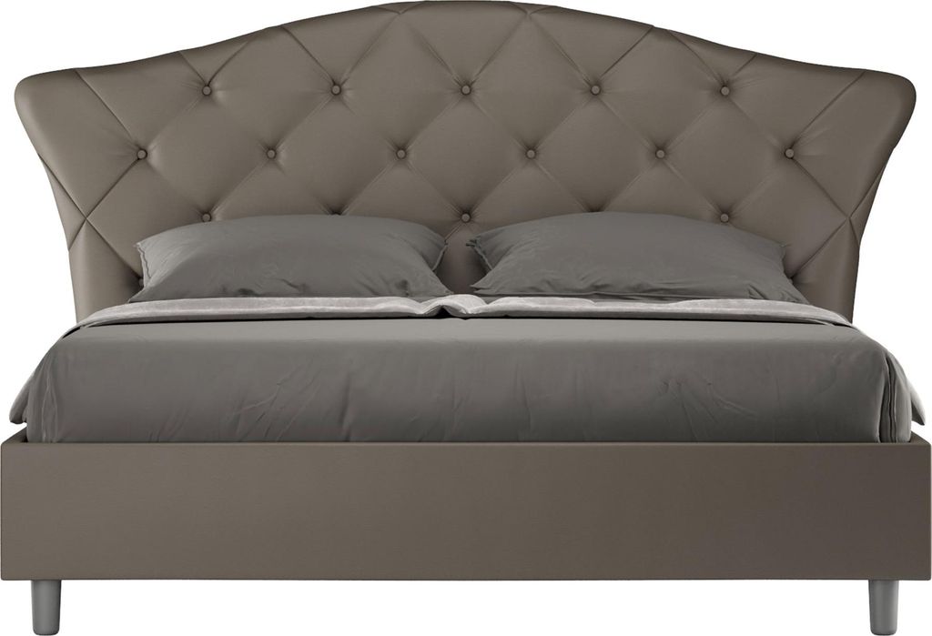 ITYHOME - Gepolstertes Bett ohne Lattenrost 160x210 mit Kunstlederbezug Cappuccino Langre