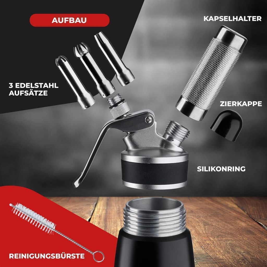 NEMT Sahnespender 0,5 L Sahnesiphon weiß + 20 Sahnekapseln Produktbild 3