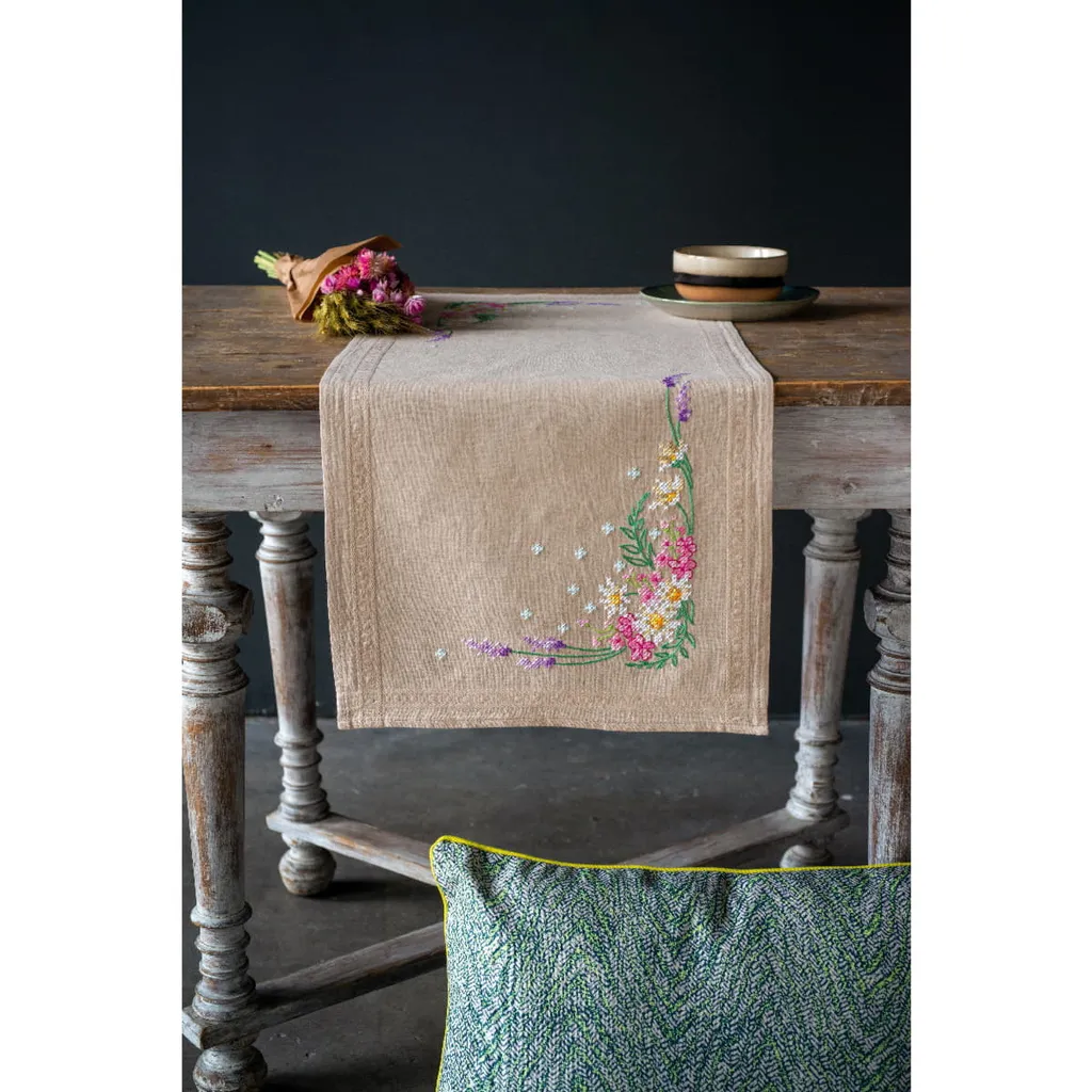 Kit Broderie Point de Croix Vervaco Frühlingsblumen 40x100 cm complet