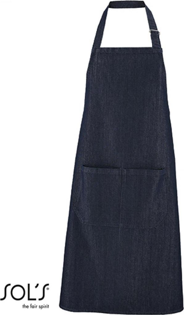 SOLs 02104 | 'Denim Bib Apron ''Grant'' with Pocket' - 90 x 75 cm - Farbe: Denim Brut - Größe: 90 x 75 cm