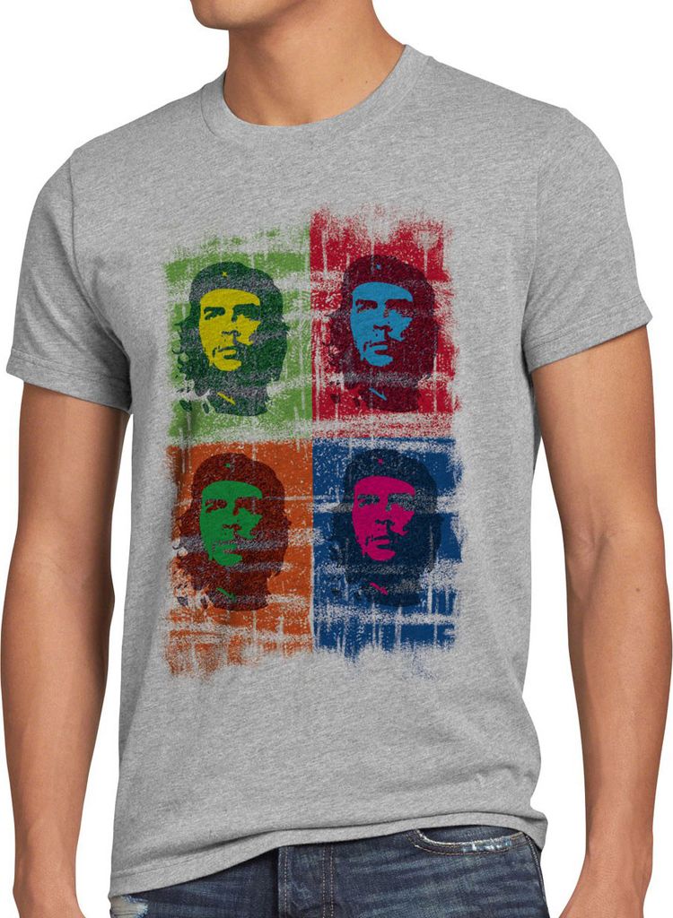 style3 Viva Cuba Pop T-Shirt Herren kuba revolution havanna, Größe:4XL, Farbe:Grau meliert