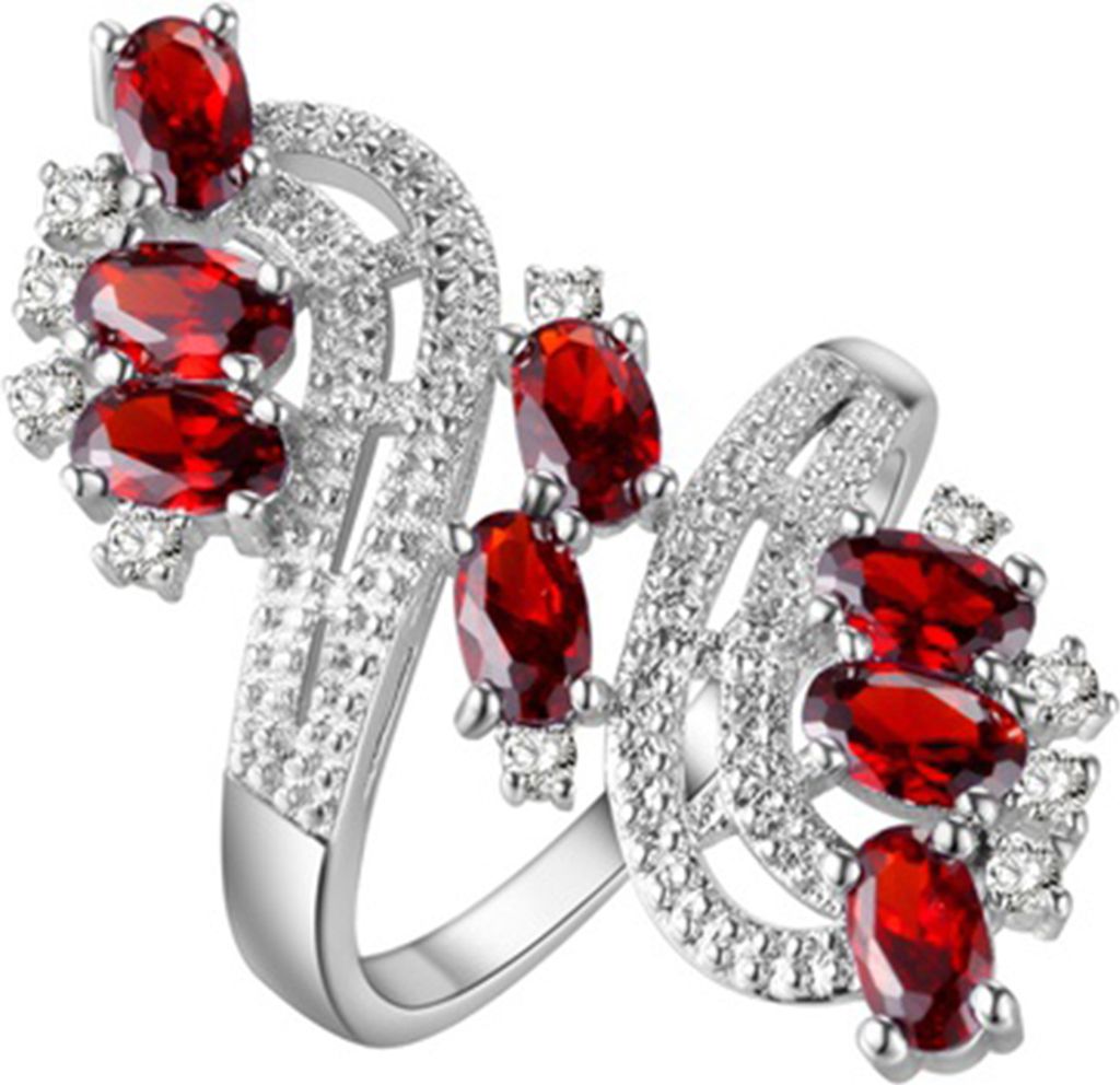 Damen-Ring, modisch, Zirkonia, für Hochzeit, Bankett, Party, Schmuck, Charm-Geschenk-Rot,US 7