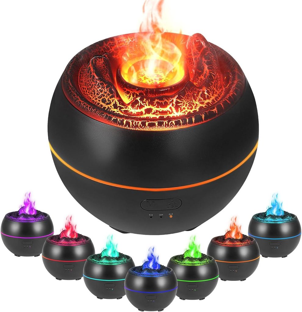 Aroma Diffuser, Luftbefeuchter, Diffusor für ätherische Öle mit 7-Farben-LED-Nachtlicht, 3 Timer, Wasserlose Abschaltautomatik, Schwarz