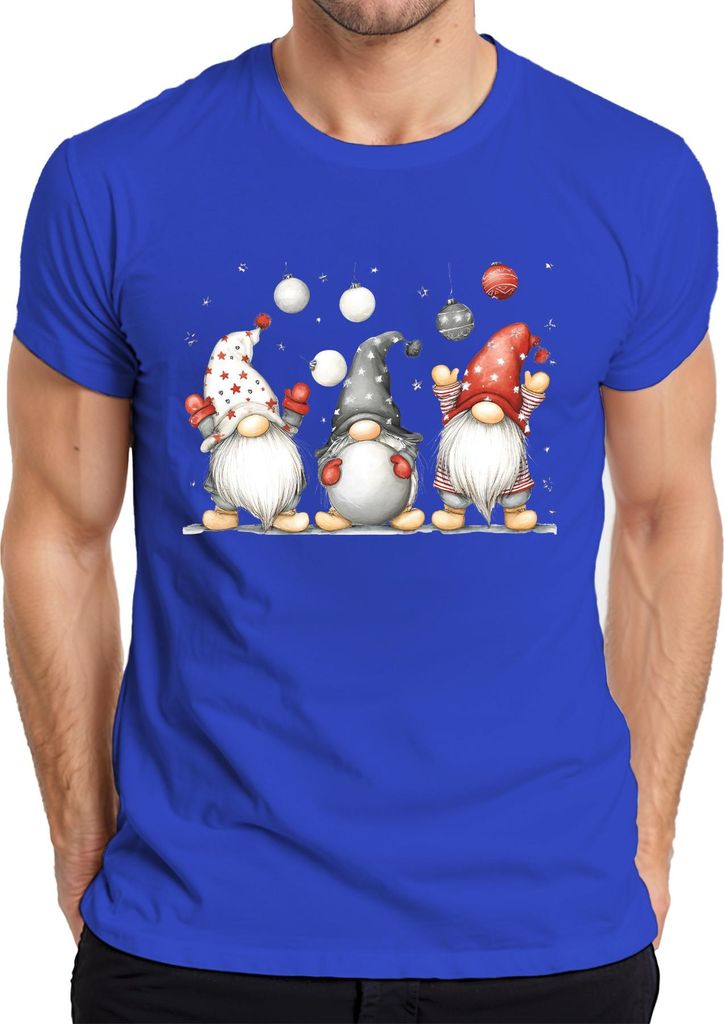 Drei Weihnachtswichtel niedlich Geschenk Zwerge Gnome Weihnachten Herren T-Shirt, Blau, S