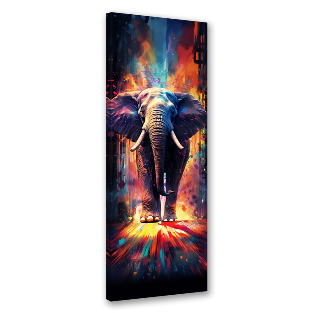 Leinwandbild Bunter Elefant 50x150 Feeby Bunt bild für die wand bereit zum aufhängen