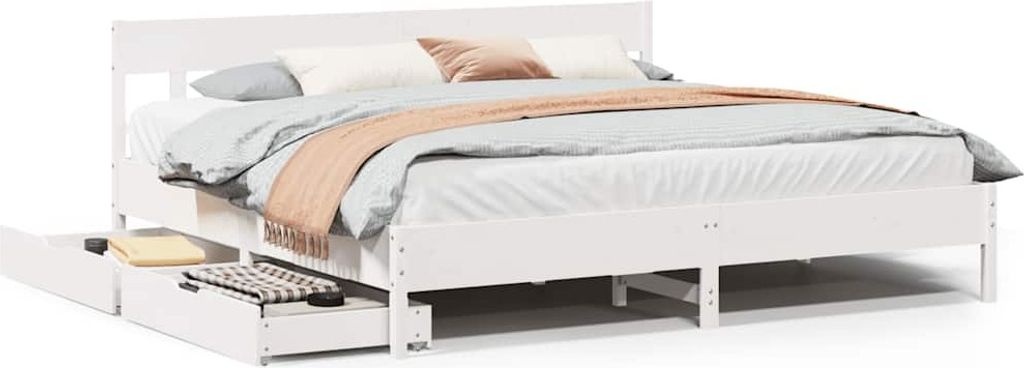 vidaXL Massivholzbett ohne Matratze Weiß 200x200 cm Kiefernholz