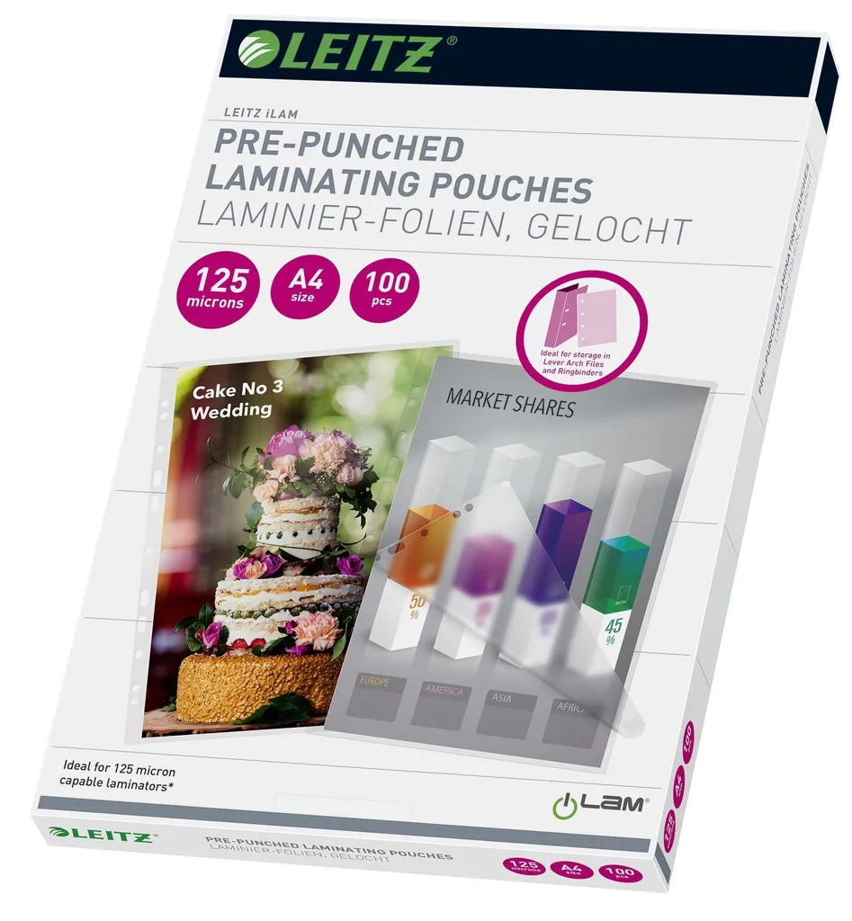 Tasche Perforate Leitz 33878 A4 Spessore 125 micron Lucide - 100 pz