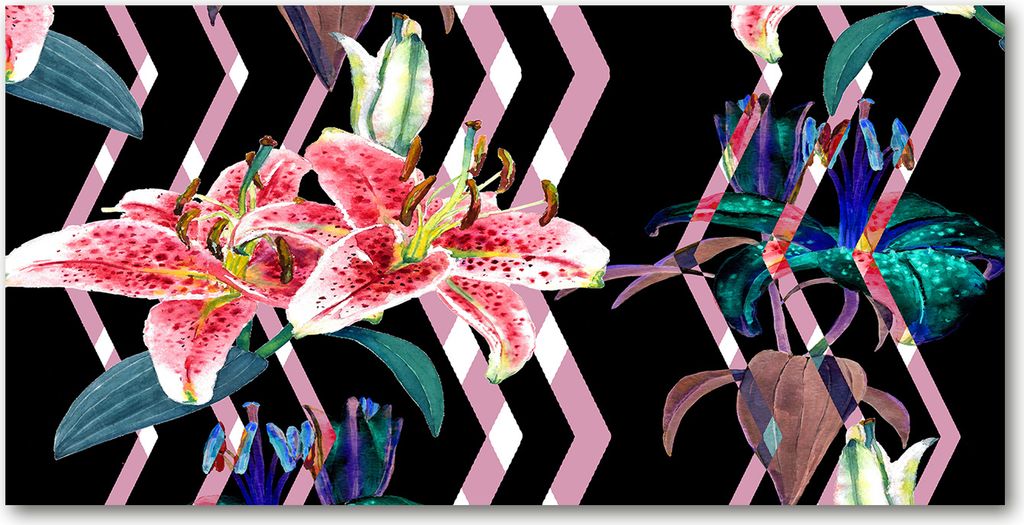 Tulup Küchenrückwand Spritzschutz aus Glas -100x50 -Spritzschutz auf gehärtetes GlasBlumen & Pflanzen Tropische Lilie