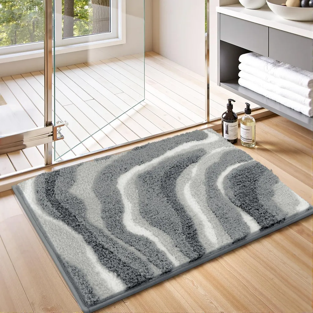 Tapis de bain lavable et séchant vite, fini les sols mouillés gris