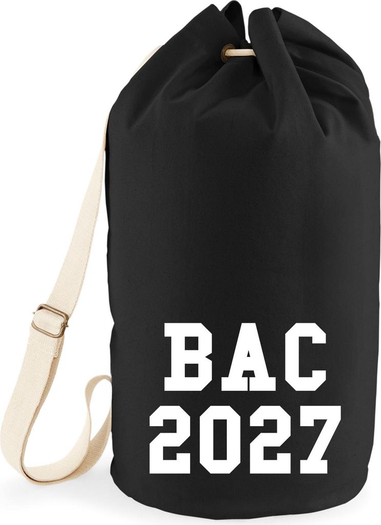 Huuraa Seesack BAC 2027 Abschluss Frankreich 20 Liter Black Baumwolle Rucksack Geschenkidee