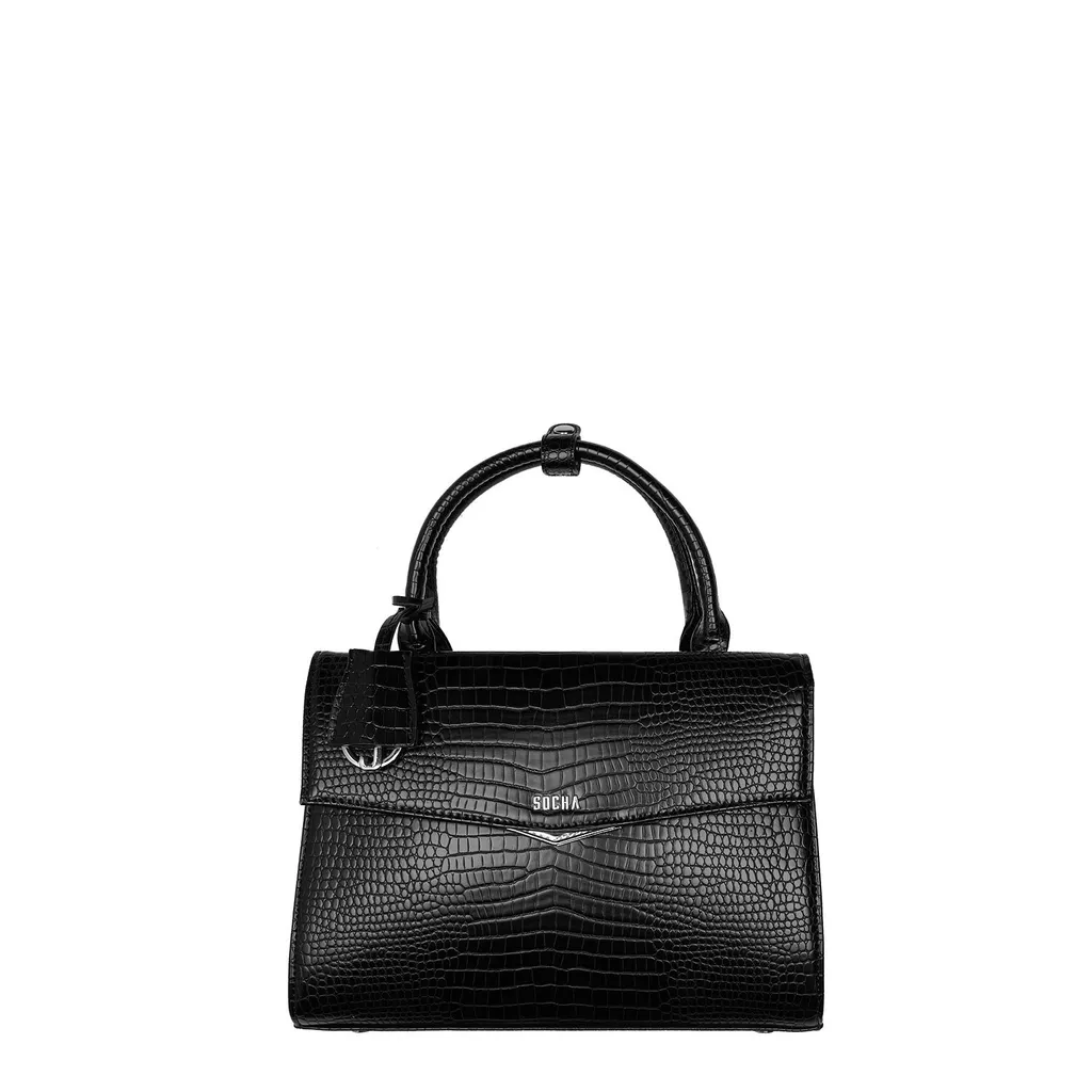Tiny Tip Croco Noir 10" avec finition texturée et design ultra-fin