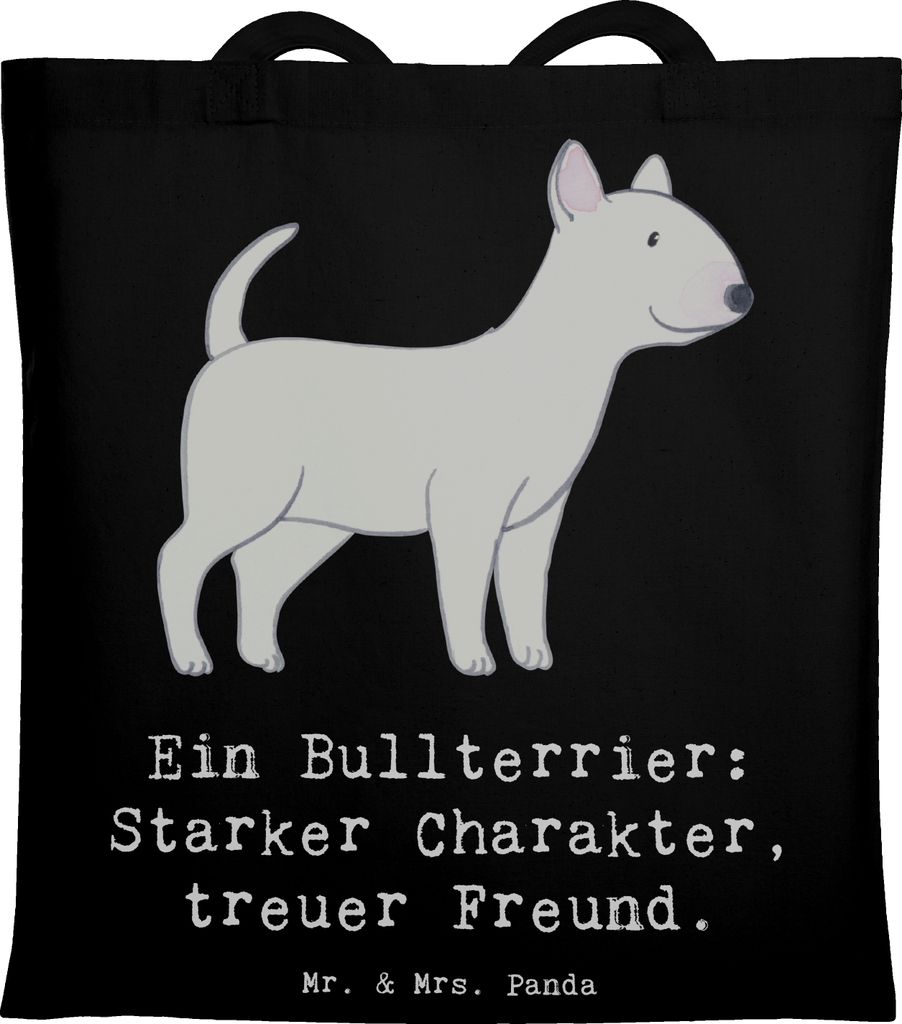 Mr. & Mrs. Panda Tote Bag Bullterrier Freund - Schwarz - Geschenk, Laptoptasche, Einkaufstasche, Tasche, Hund, energiegeladene Hunde, Tragetasche, ...