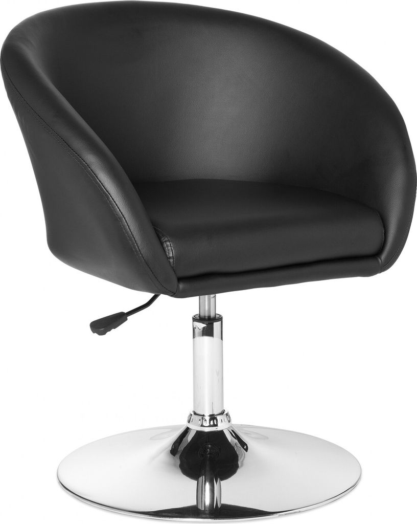 A black armchair on a white background.