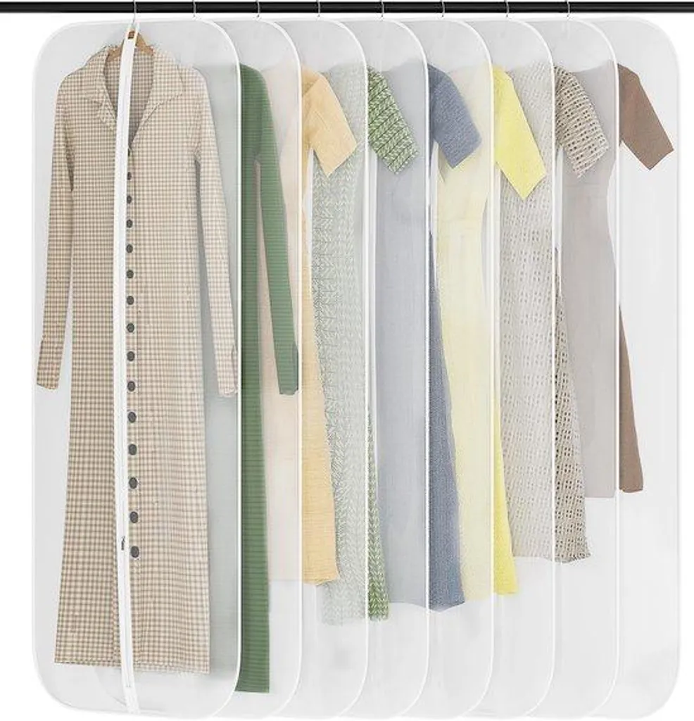 Housses de Protection Vêtements Longues 60x160 cm Lot de 8 Transparent