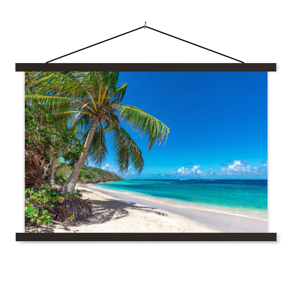 MuchoWow Textilposter Strand - Meer - Tropisch 90x60 cm mit schwarzem Rahmen - Aufhängungssatz