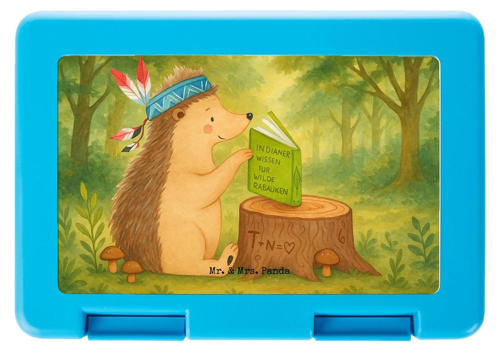 Mr. & Mrs. Panda Bento Box Igel Federschmuck Design - Weiß - Geschenk, Bentobox, Indianer, Lunchbox, Abenteuer, Snackbox, Frühstücksdose, Tiere,...