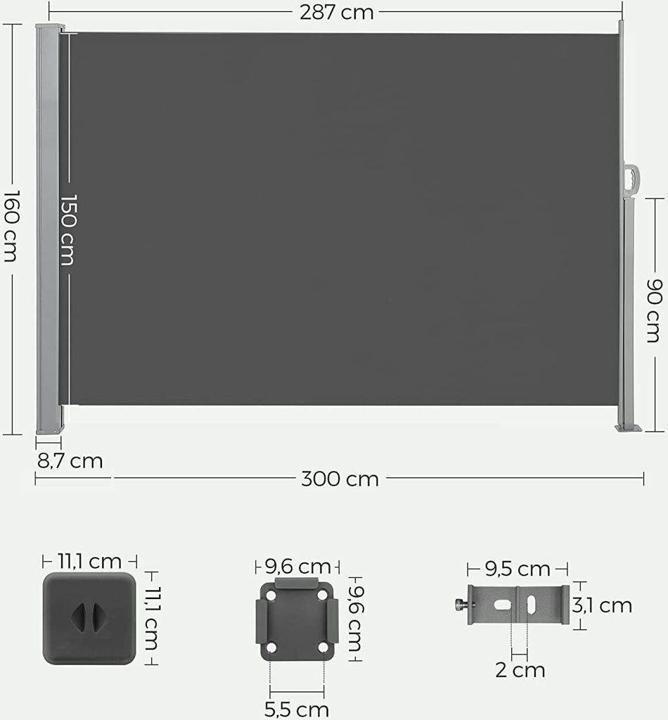 SONGMICS Seitenmarkise, Sichtschutz, 160 x 300 cm, Produktbild 3