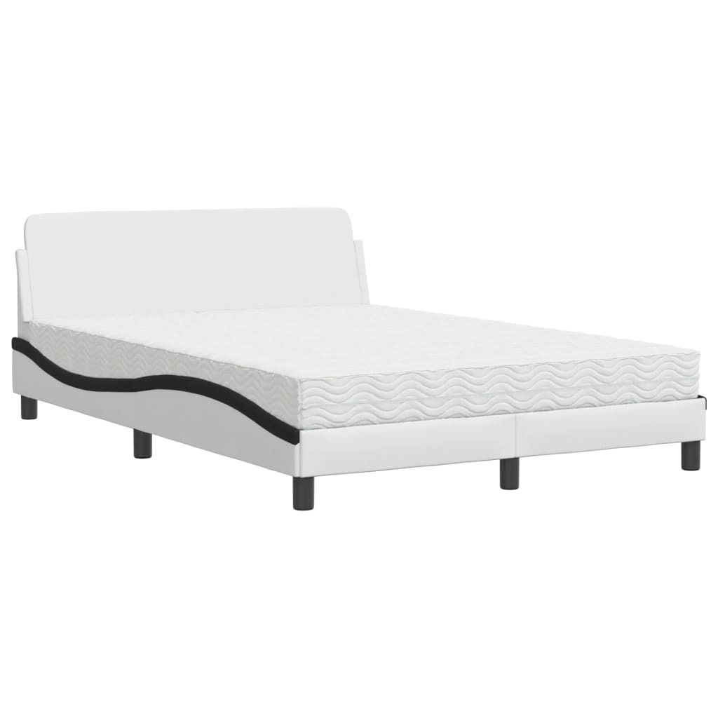 Bett mit Matratze "Dover" Weiß und Schwarz 120x200 cm Kunstleder