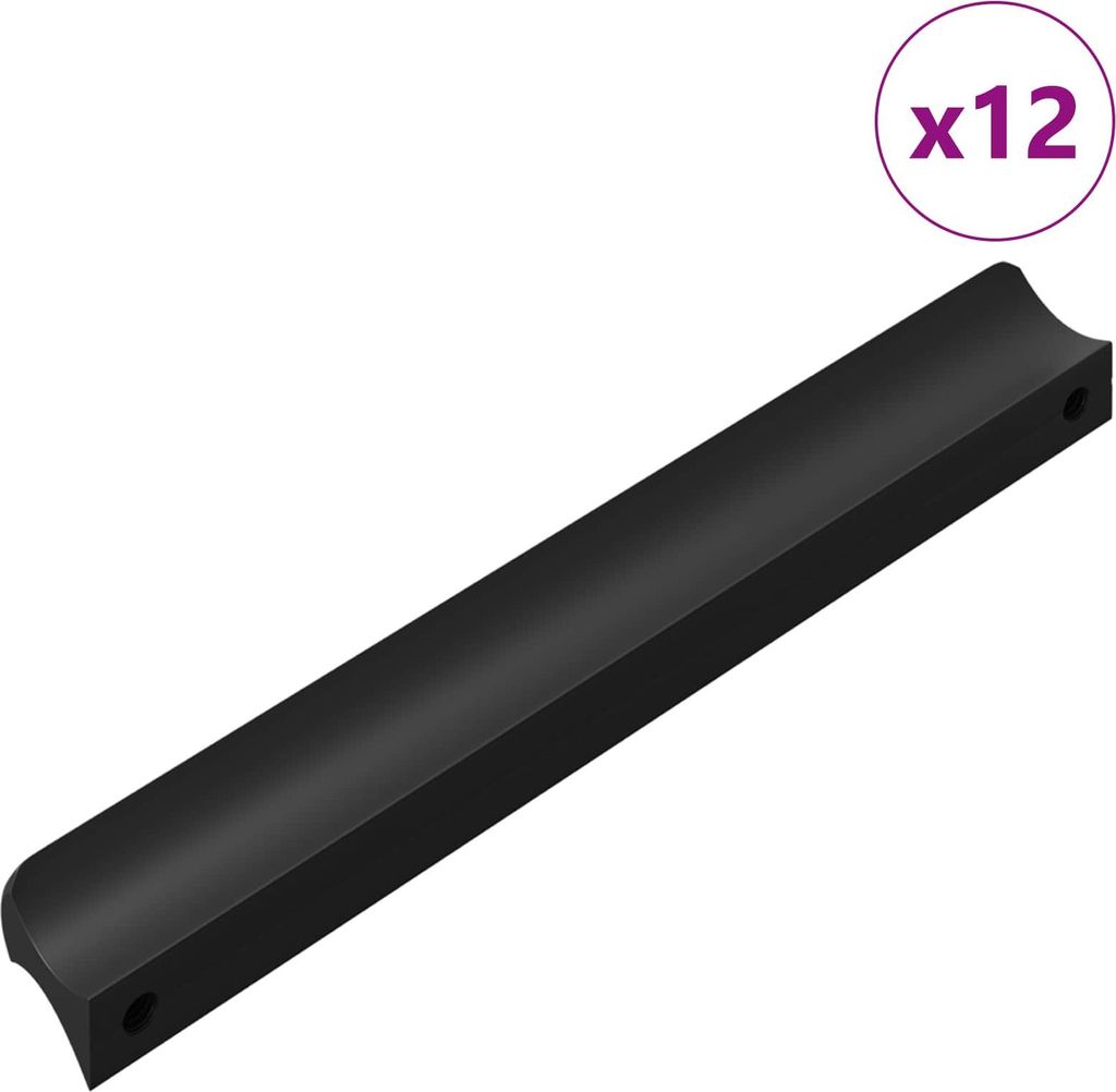 (Robust Möbel) Griff 12 pcs, einfache Montage, Schwarz 106x7,4x15,5 mm Aluminium - Schrankgriffe DE596271