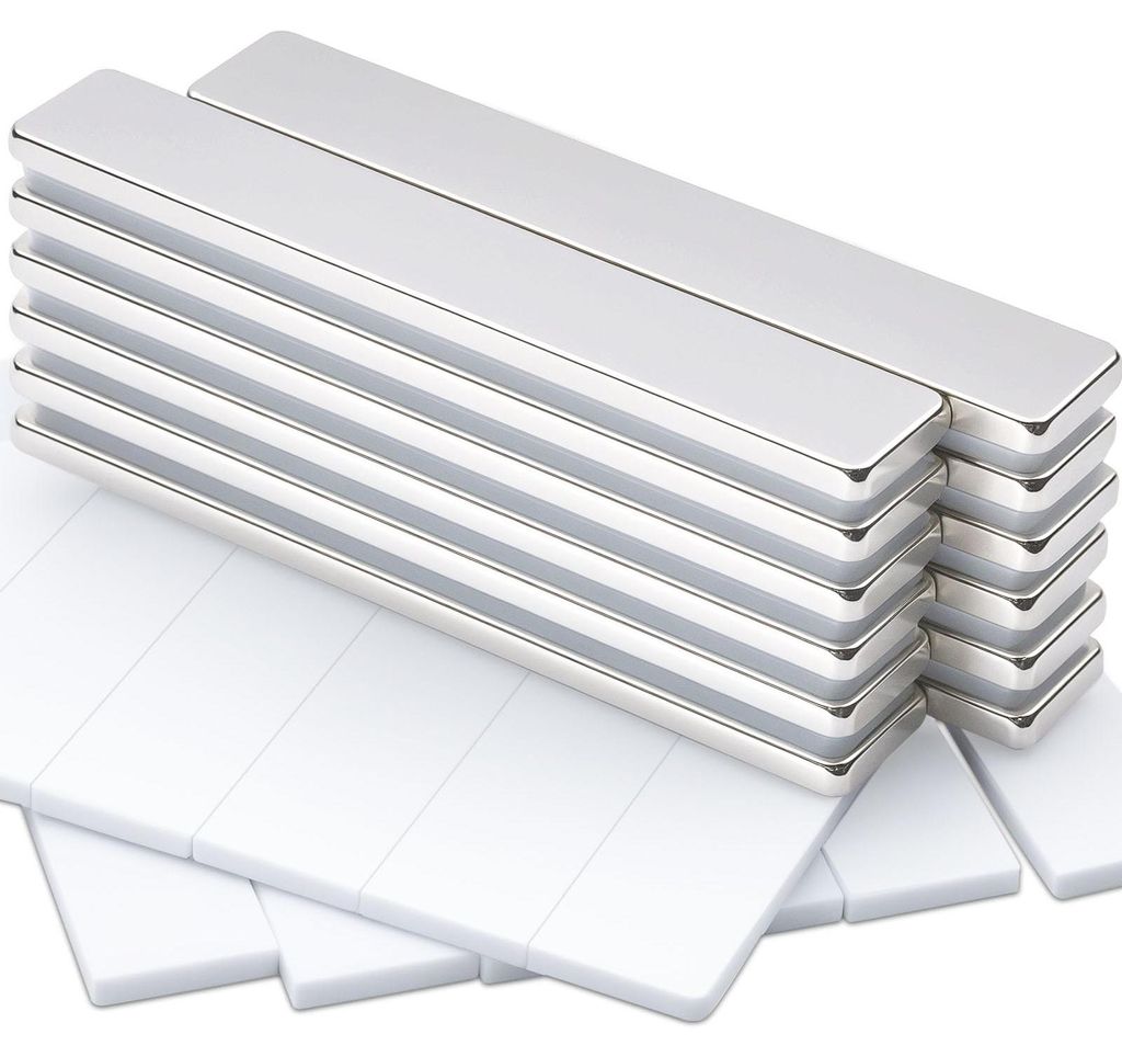 12 Stück 60x10x3mm starke Neodym-Magnete, extra starke, kleine rechteckige Mini-Magnete für Magnettafeln, Whiteboards, Kühlschränke und Fotomag...