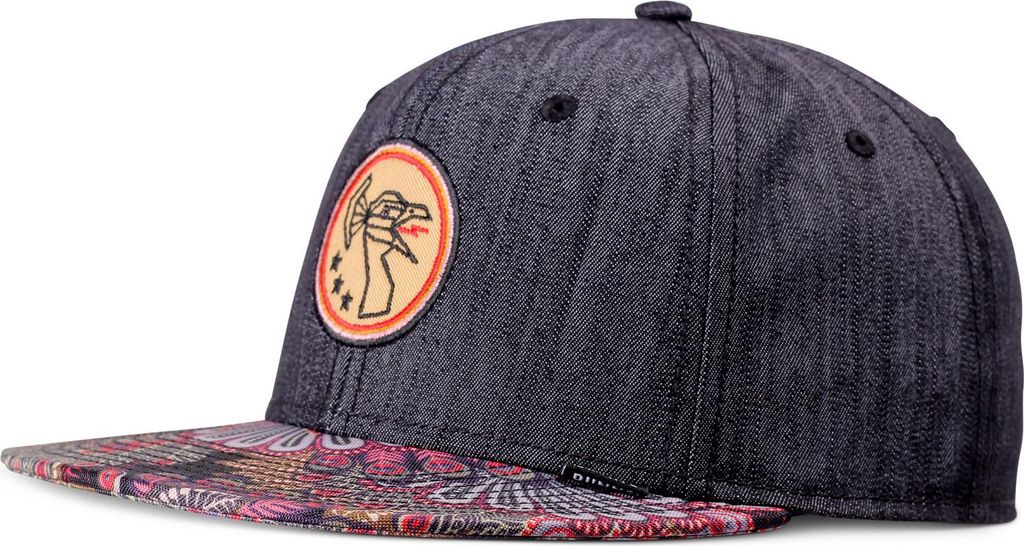 DJINNS Snapback Cap Peacock Linen Rev. black