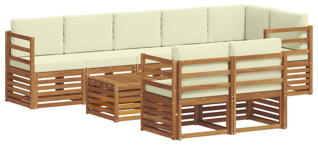 vidaXL Sofagarnituren 9 pcs Natur und Creme Massivholz Akazie