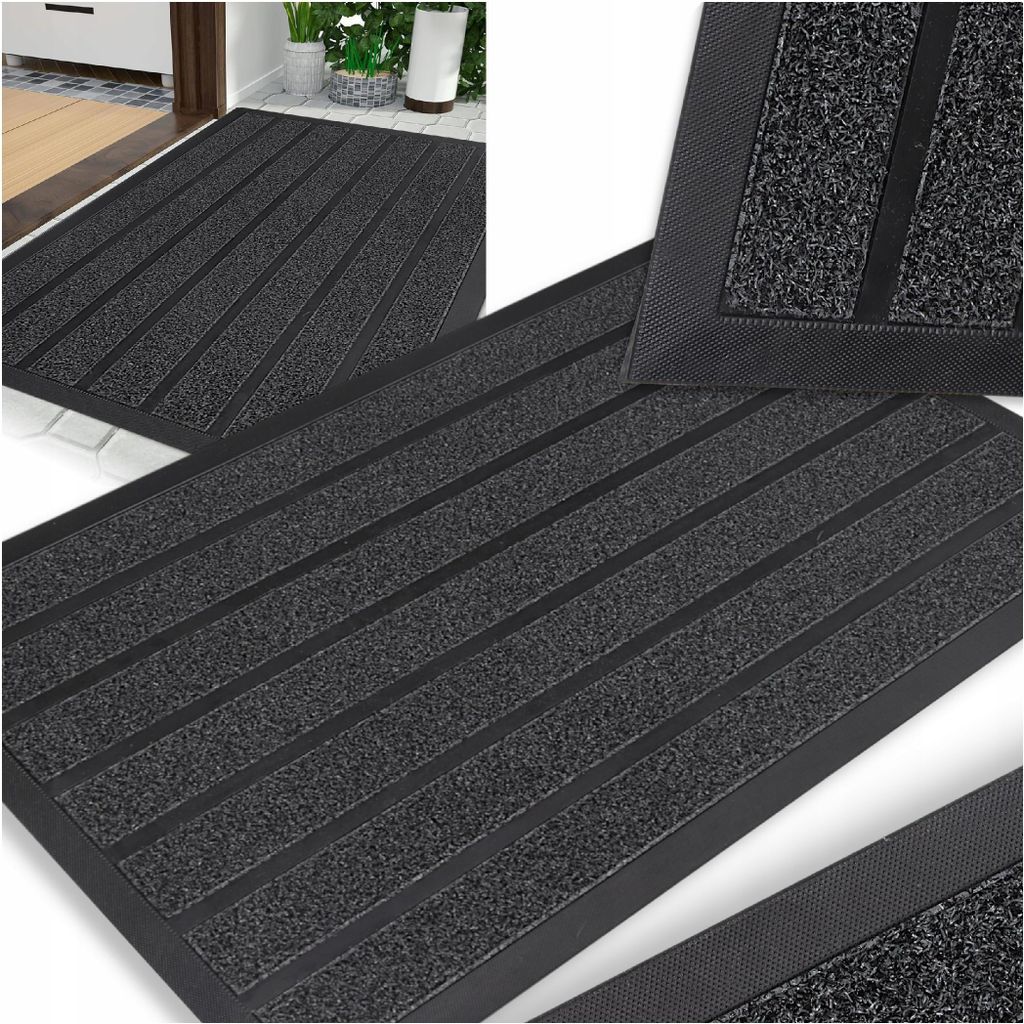 Fußmatte 60x90 cm Fussmatten Rutschfest Schmutzfangmatte für Innen und Außenbereich Grau Türmatte Ideal für Haustür und Büro Haustürmatte