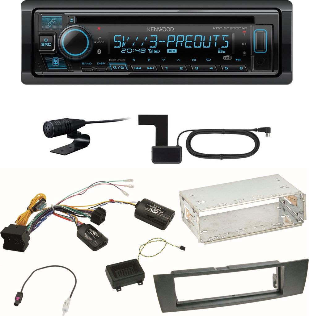 Kenwood KDC-BT950DAB Bluetooth Digitalradio CD Einbauset für BMW E90 E91 E92 E93