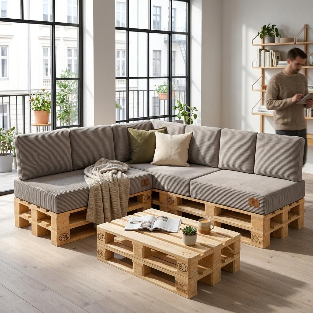 Palettenkissen Set 120x80 cm Cord