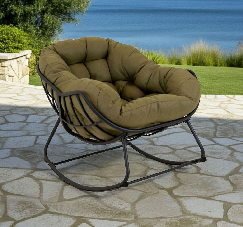 Lesli Living Schaukelsessel Cozy Olive anthrazit/olivgrün Produktbild 