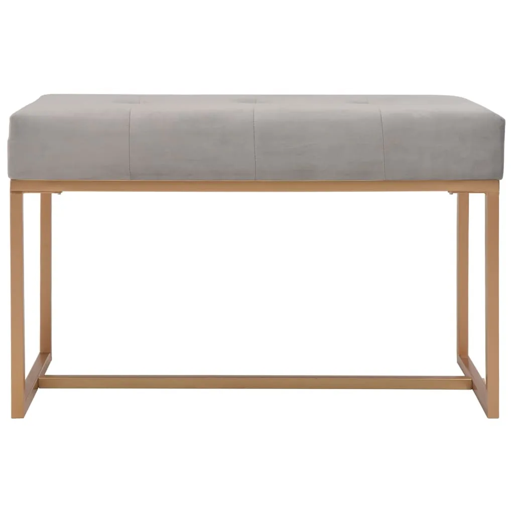 Banc en velours gris 80 x 51 x 36 cm - Banquette design élégante