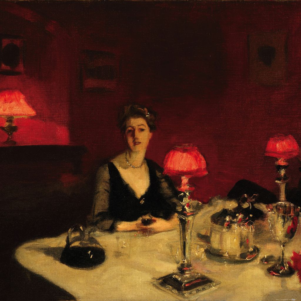 John Singer Sargent Kunstdruck Bild - Le Verre De Porto, A Dinner Table At Night, 1884 (70 x 70 cm)