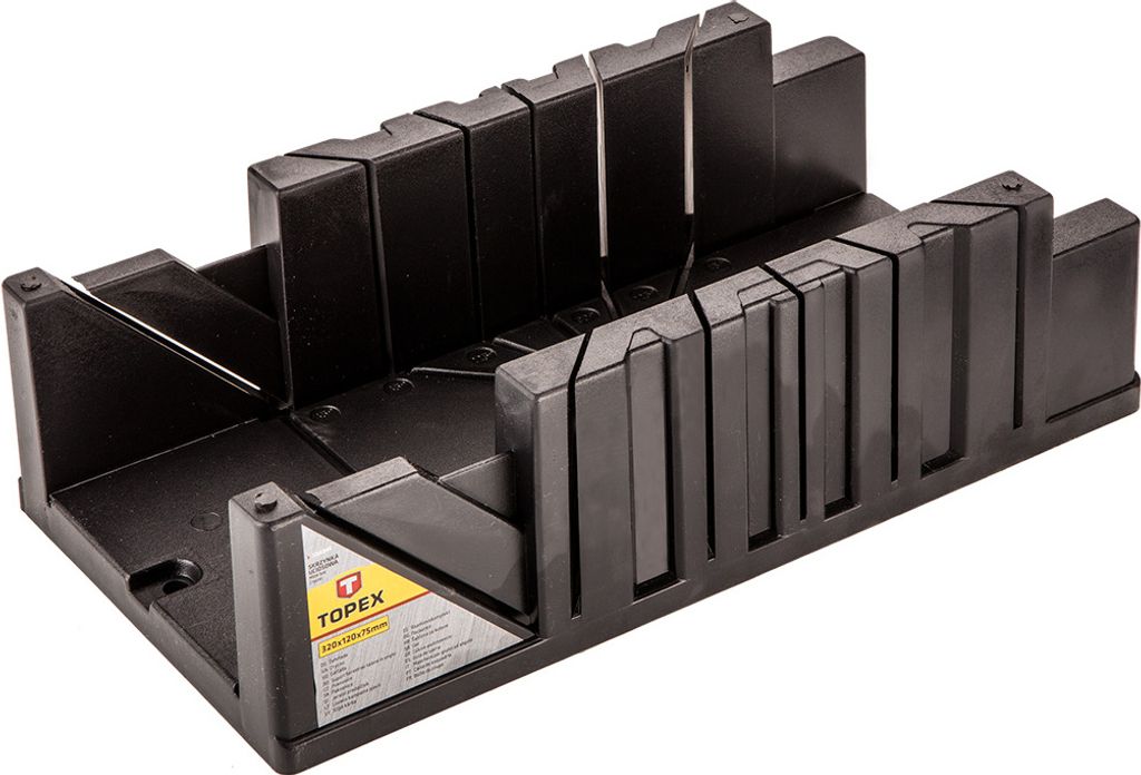TOPEX Schneidlade, Gehrungslade, Kunststoff, 327x125x78 mm, Schnittwinkel: 22,5°, 45° (vertikal und horizontal), 90°