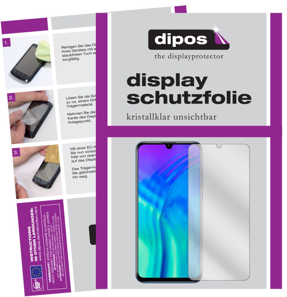 2x Schutzfolie für Honor 20 lite klar Displayschutzfolie Produktbild 