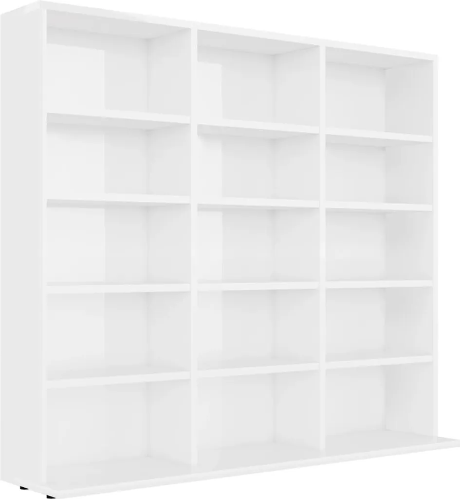 Scaffale Moderno Porta CD Bianco Lucido 102 cm | Arredo Living Elegante