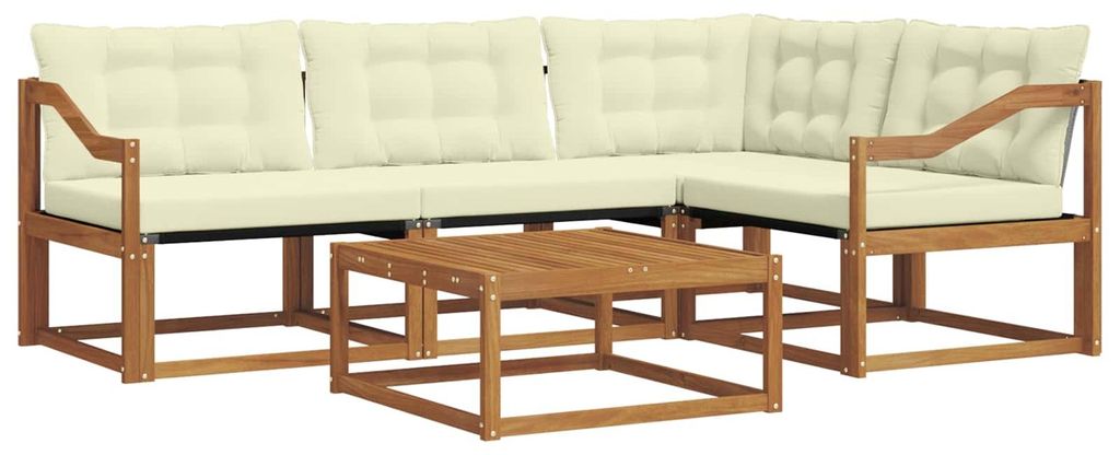 vidaXL Outdoor-Sofagarnitur mit Kissen 5 pcs Natur und Creme