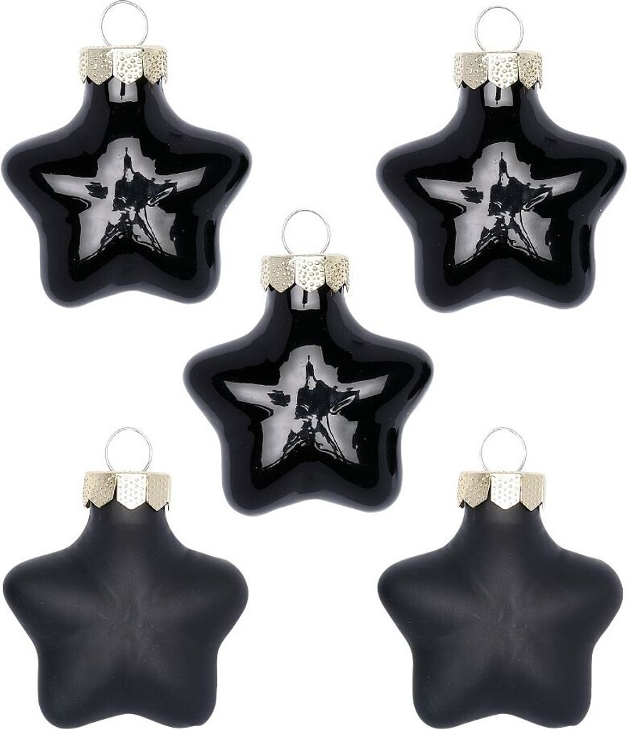 Christbaumschmuck Sterne 4cm Glas 8 Stück - Ebony Black