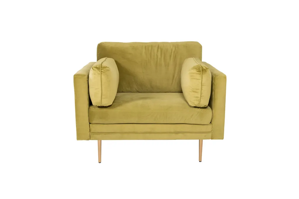 Fauteuil en velours vert Boom - Idéal pour coin lecture et salon chic