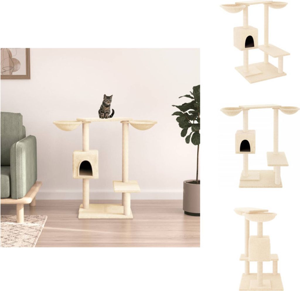 vidaXL Kratzbaum mit Kratzsäulen Creme 82 cm - Kratzbäume