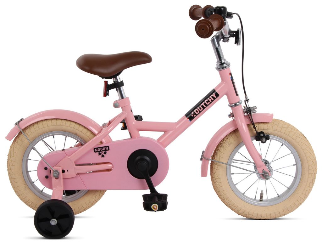 Nogan Dutchy Kinderfahrrad 12 Zoll Glänzendes Rosa | Komplett mit Stützräder