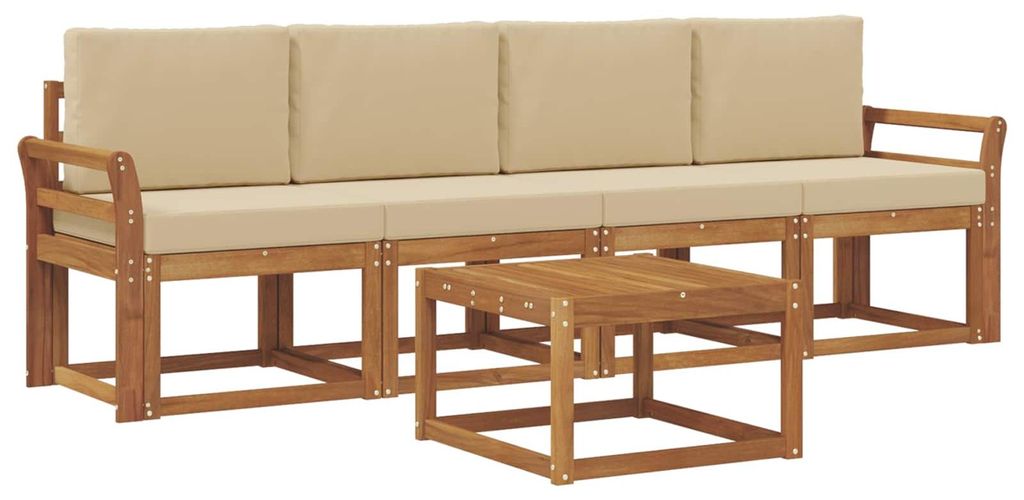 vidaXL Outdoor-Sofagarnitur 5 pcs Natur und Beige Massivholz Akazie
