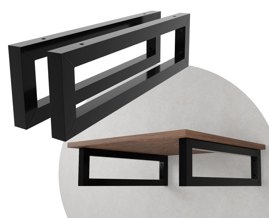 DIY Wandhalterung 2er Set Wandkonsole Wandkufen Rechteckhalter Waschtisch Regal Doppelregal 500x150 schwarz