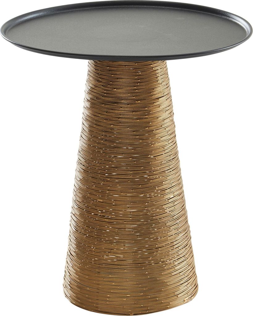 Beistelltisch Gold Schwarz 40x40x45 cm Anstelltisch Aluminium, Kleiner Sofatisch Metall Rund, Wohnzimmertisch Couch Modern, Couchtisch Hoch