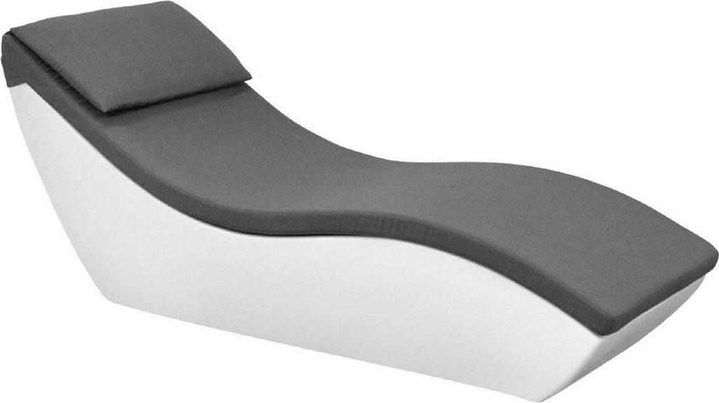 Casa Padrino Luxus Gartenliege Matt Weiß / Dunkelgrau 180 x 70 x H. 70 cm - Moderne Wetterbeständige Liege - Poolliege - Garten Hotel Pool Möbel...