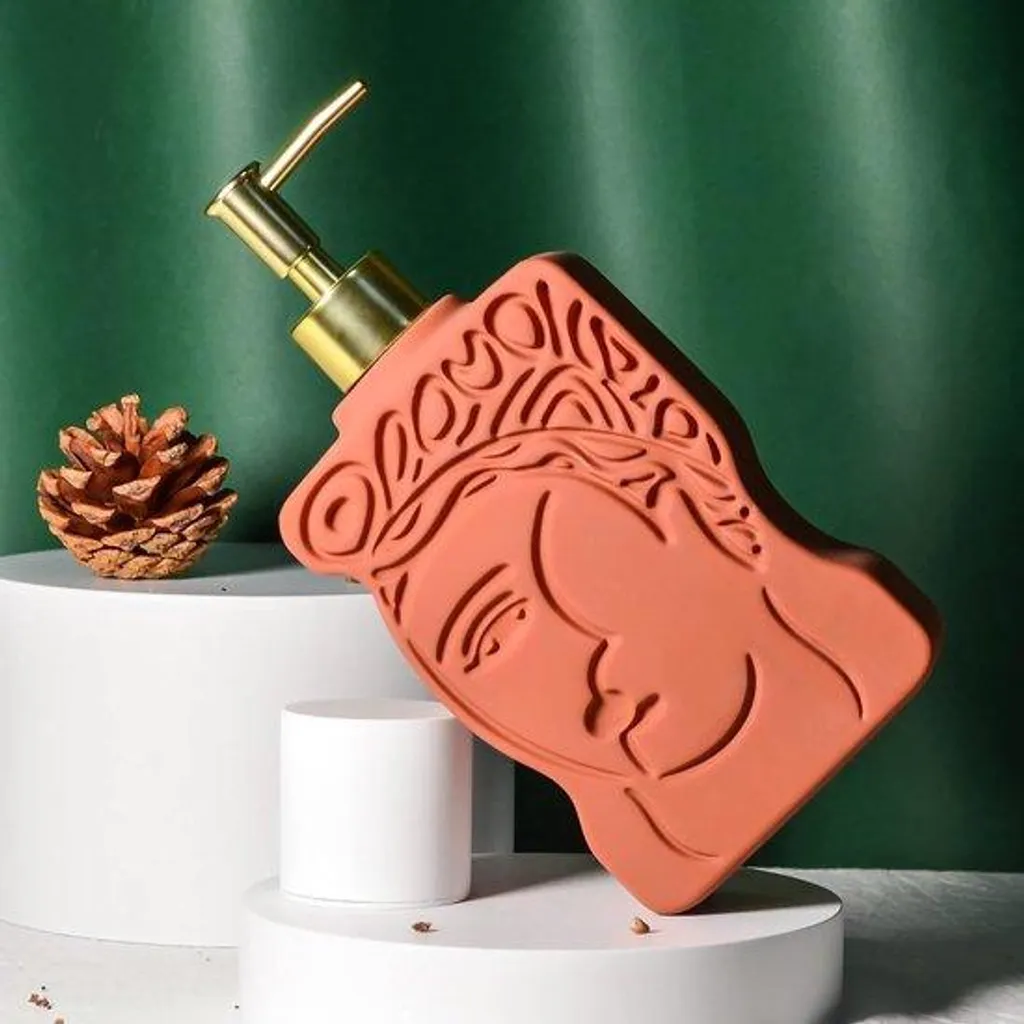 Flacon pompe savon liquide rouge en céramique, accessoire salle de bain