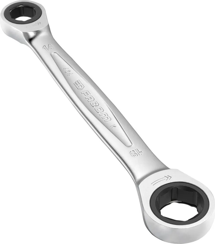 Clé polygonale à cliquet 14x19 mm droite - Double taille pour mécanique