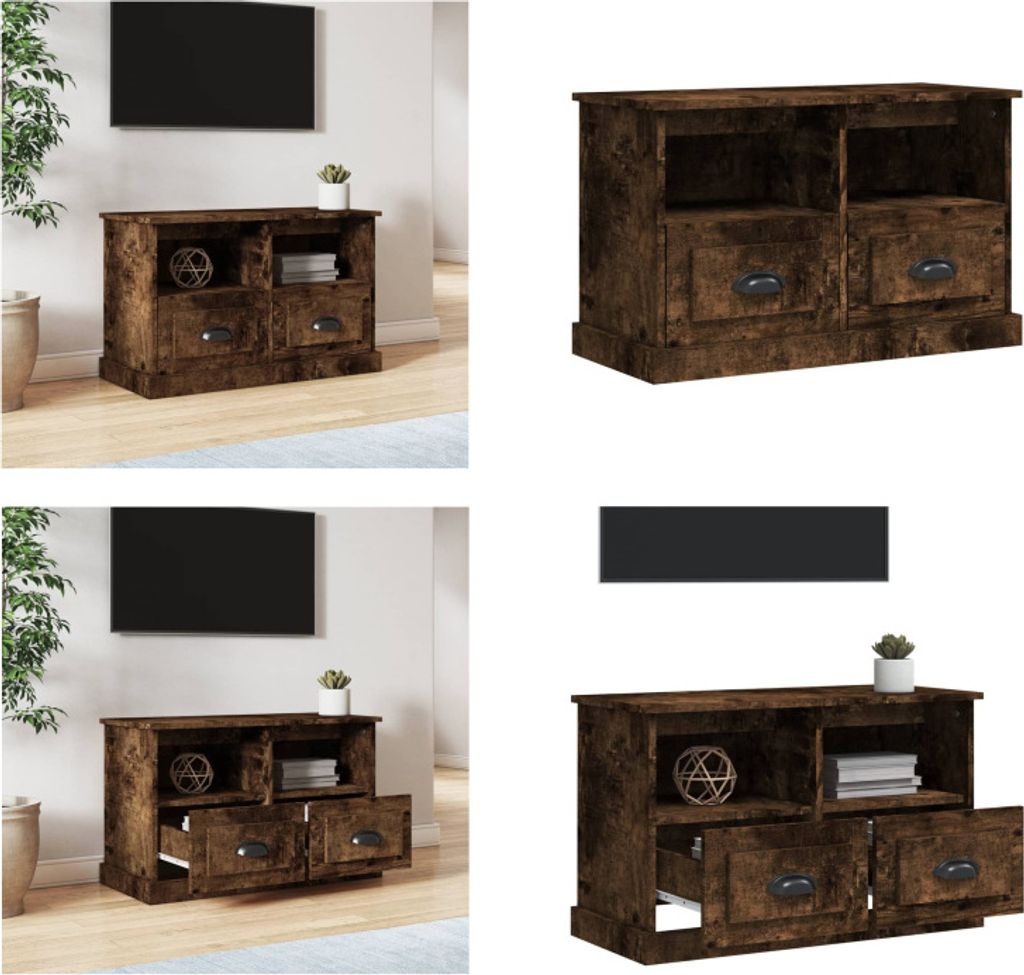 vidaXL TV Schrank Räuchereiche 80x35x50 cm Holzwerkstoff - TV-Schrank - TV-Schränke - TV-Möbel - TV-Ständer
