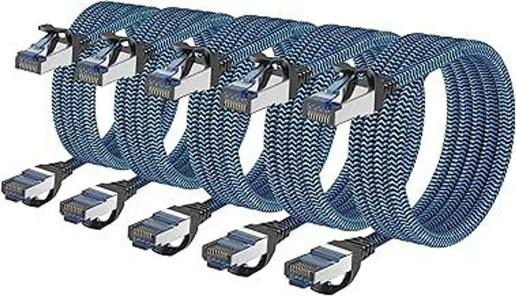 Cavo LAN Gaming CAT8 5 Pezzi 0.5m | Zero Lag 40Gbps | Connettore Oro RJ45